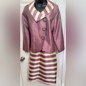 New no tags Anna Rossi silk and wool Striped Blazer and Skirt Set size 16